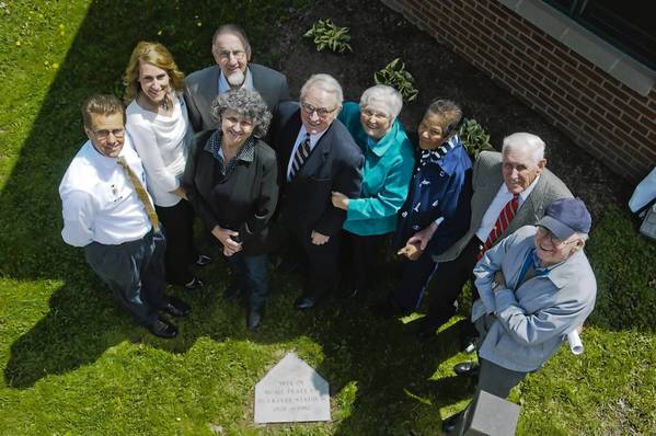 The plaque that marks the spot where home plate once lay.