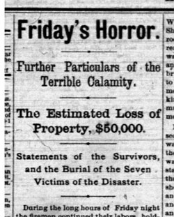 Newspaper headline of Orr Block explosion