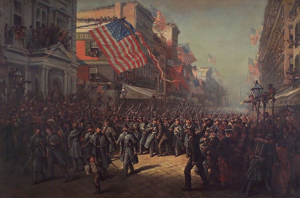 Artist Thomas Nast painting of the 7th Regiment’s departure on April 19, 1861, from New York City.