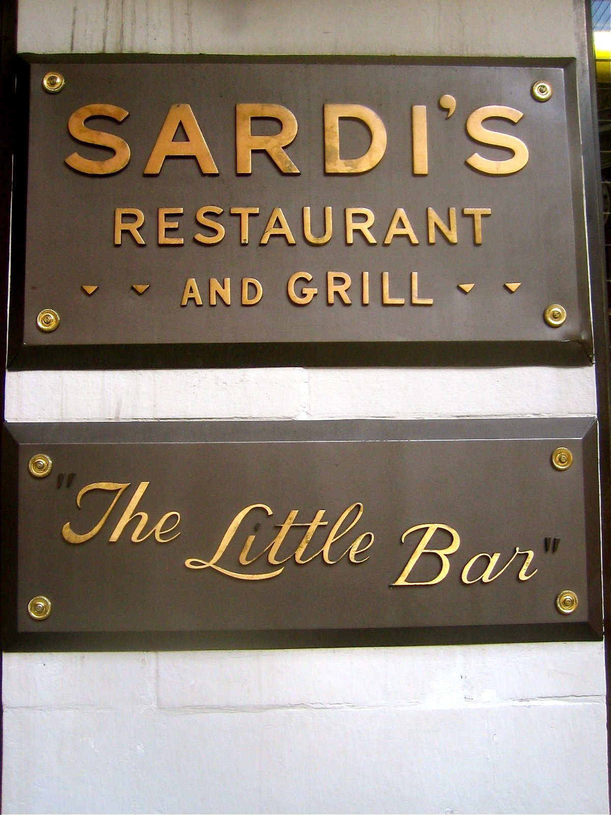 The Sardi's sign advertising the downstairs "Little Bar"