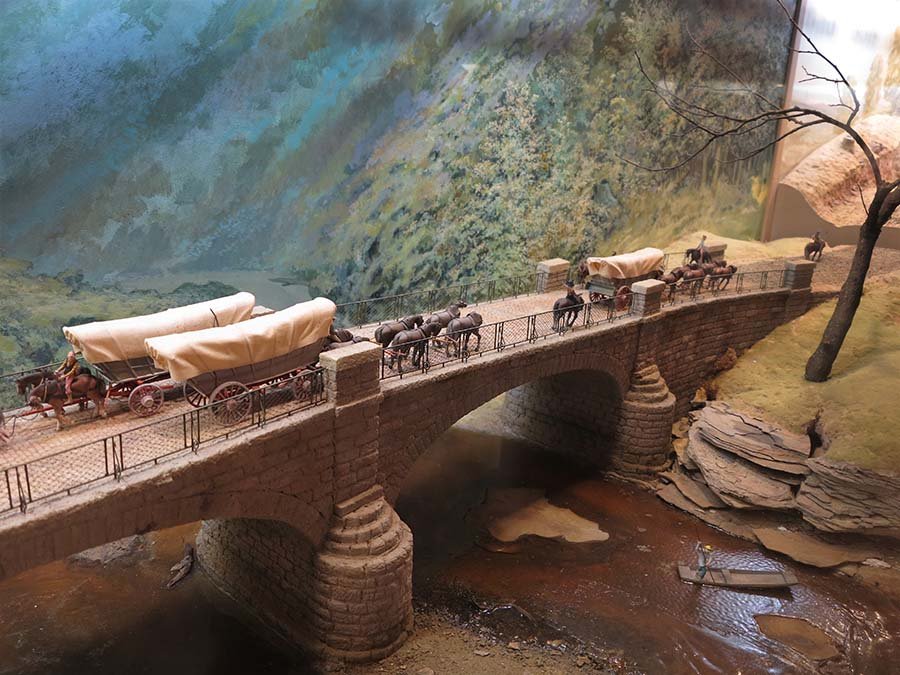 A close-up of the National Road diorama within the museum.