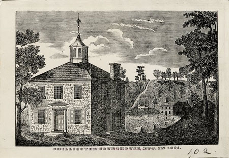 An illustration of the Chillicothe Statehouse.