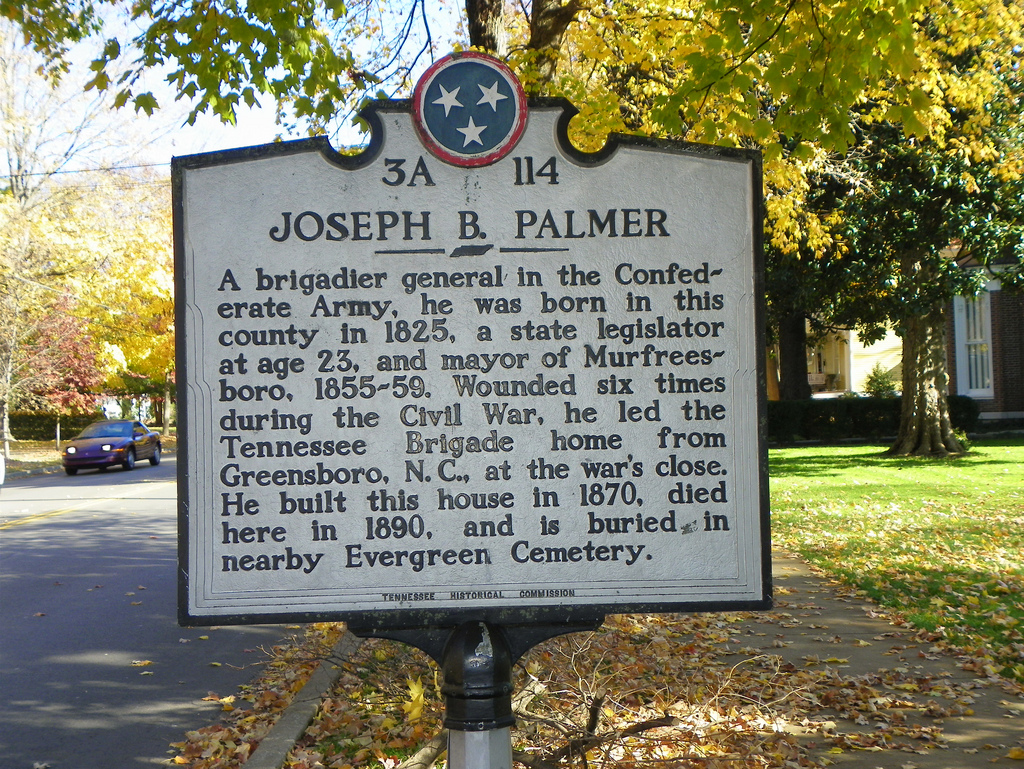 A historical marker describing Joseph Palmer stands near the house. Image obtained from flickr.