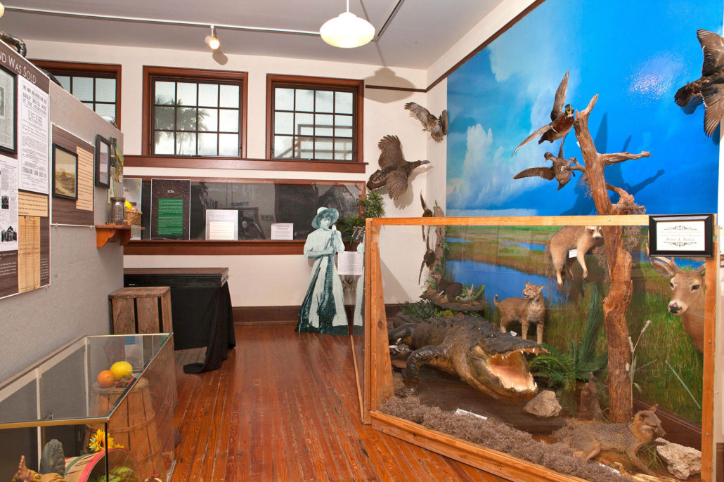 Within the bottom story of the schoolhouse resides multiple exhibits that showcase the agricultural and natural history of the Davie/Everglades community.