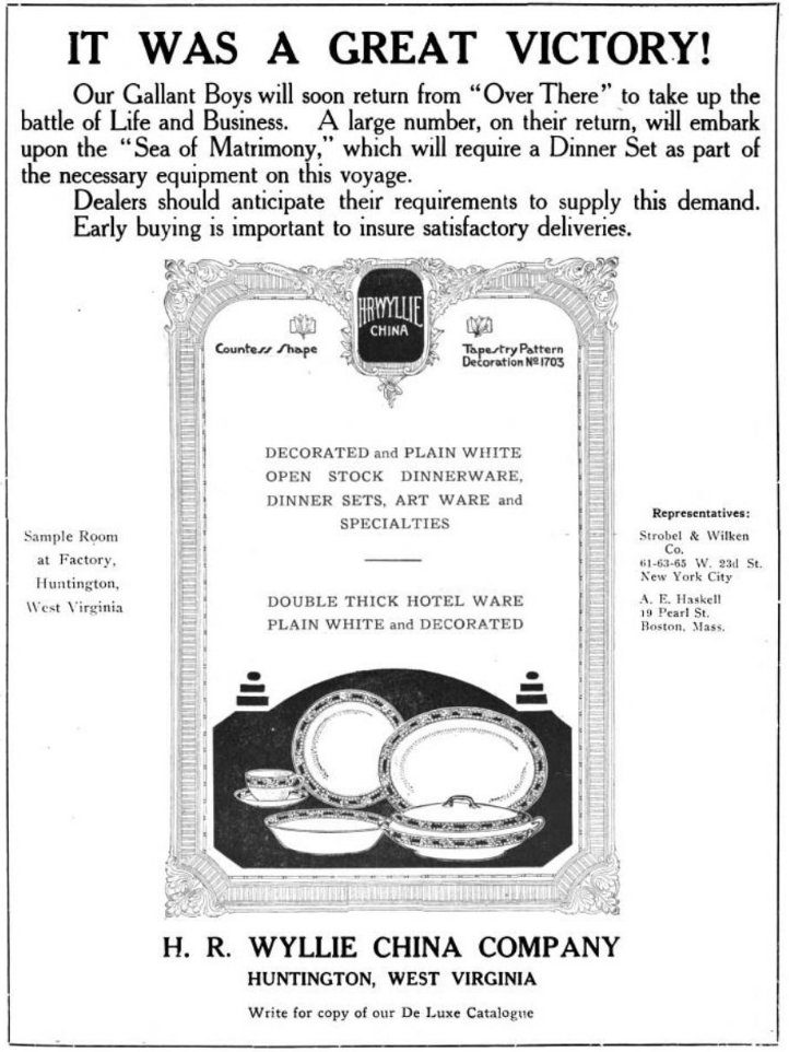 Ad for Wyllie China Co. from 1918