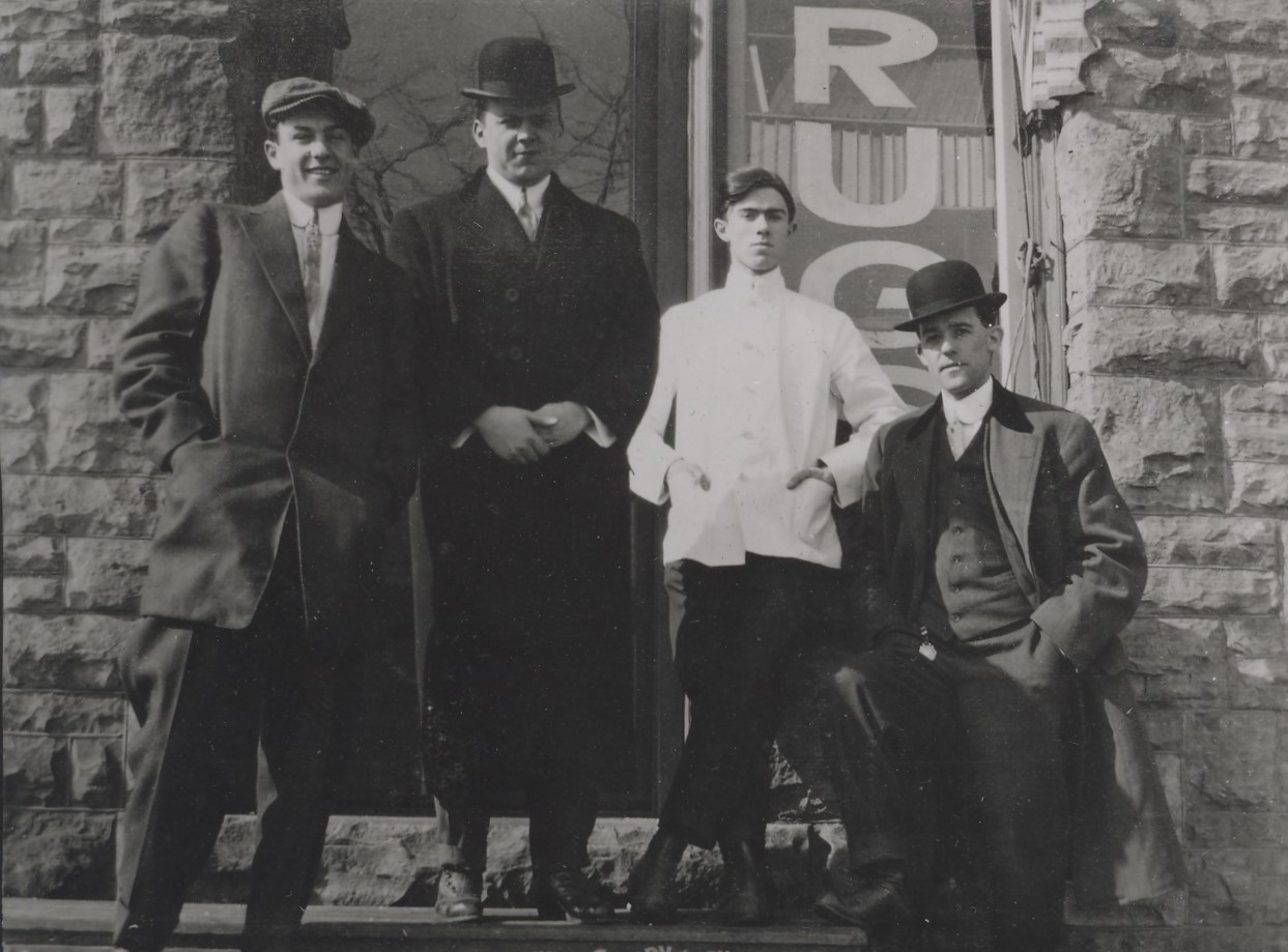 Unidentified group of men in front of the R. Ney Williams Drugstore at the Glenwood. The store would later move and evolve into today's Griffith & Feil. Image courtesy of the Kenova Historical Commission.