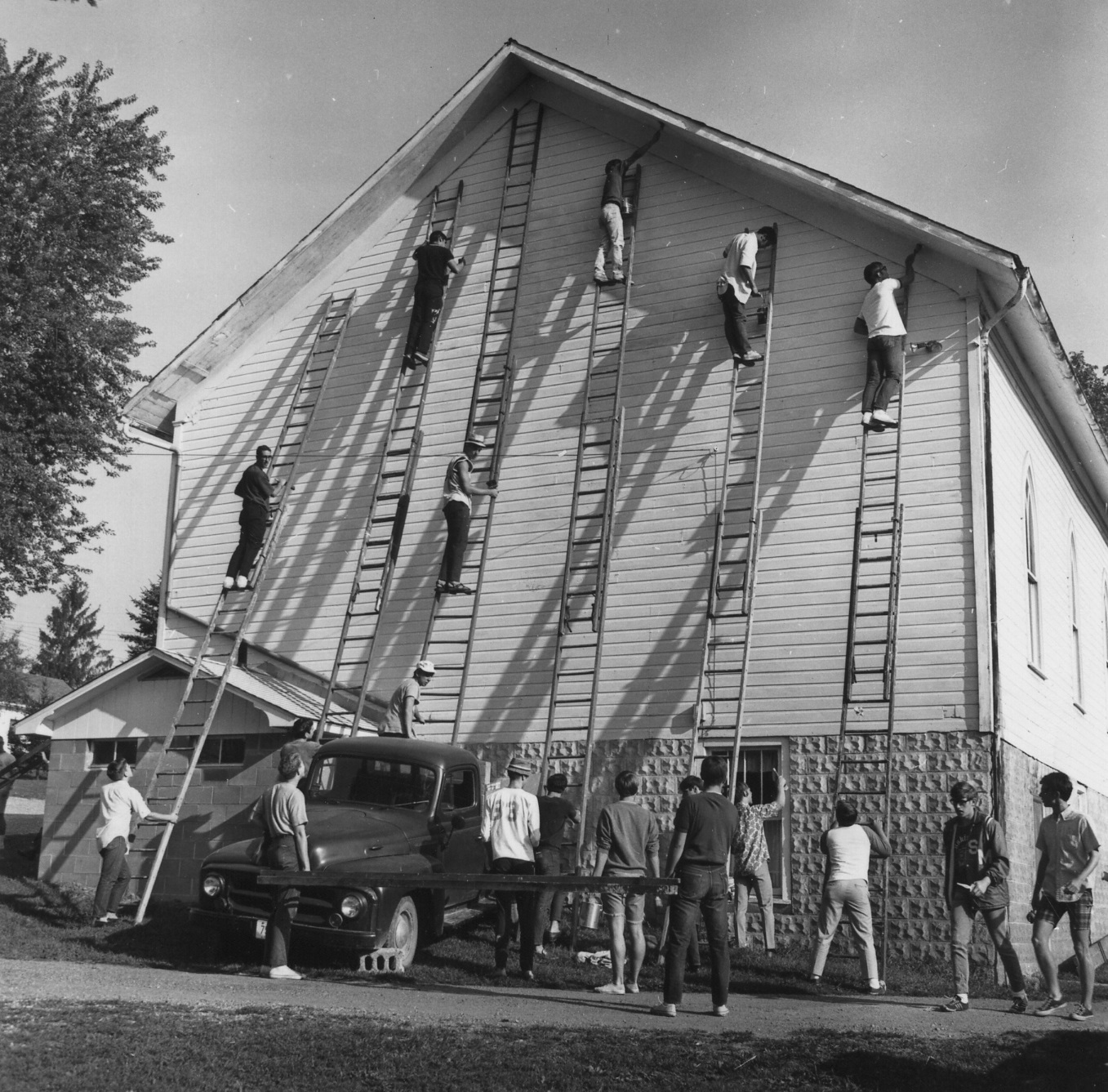Ulster Men helping pain the Sonora Methodist Church in September of 1969.