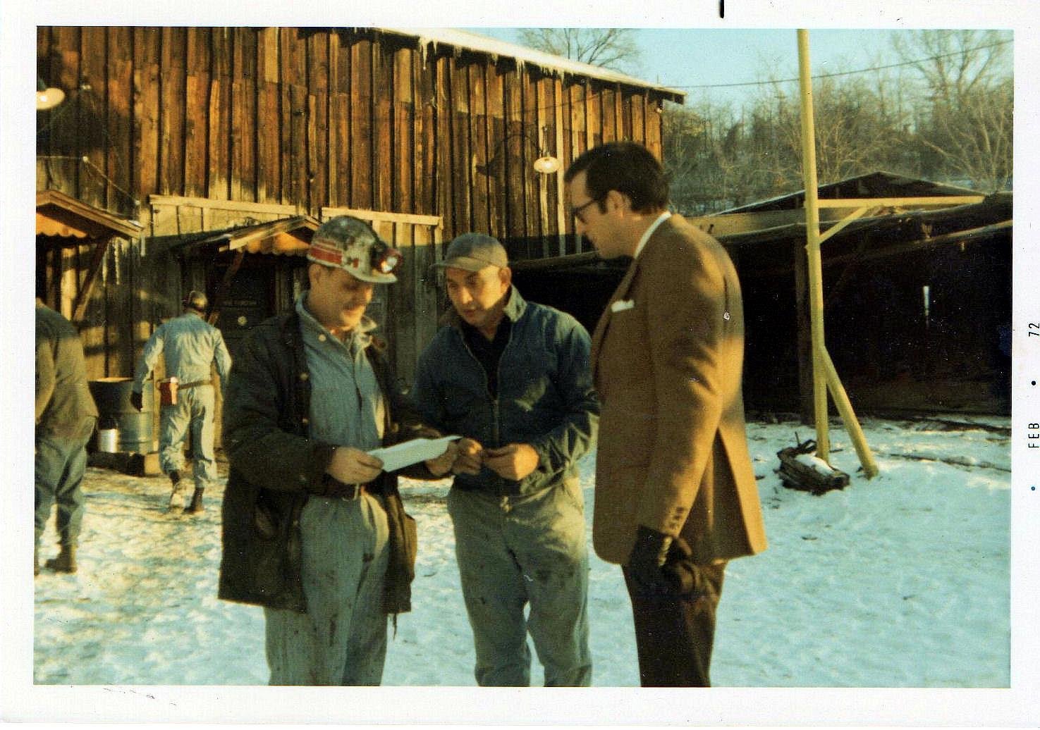 Left to right Adrian Keeney, "Buster" Vandall, Governor Jay Rockefeller.