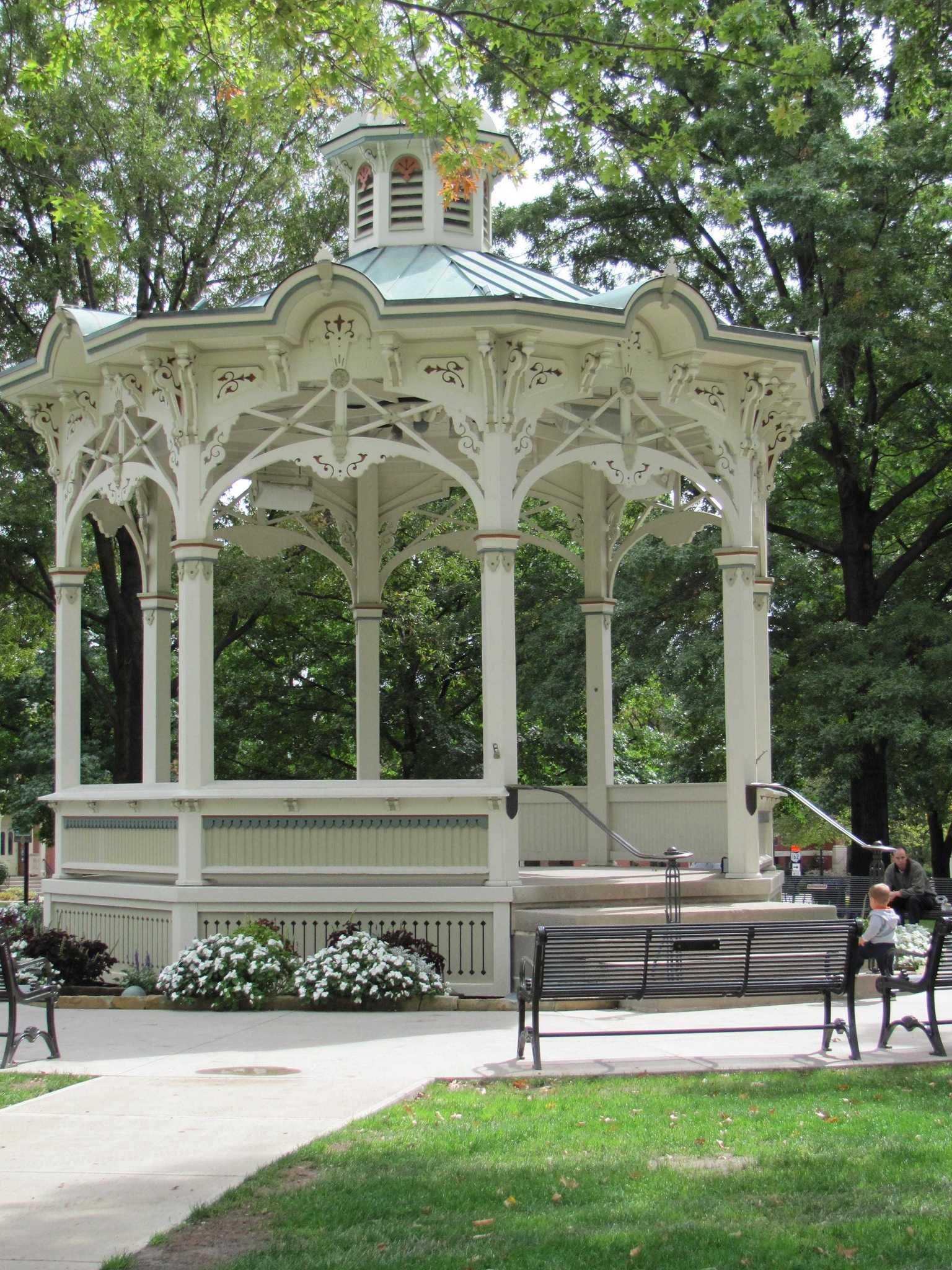 The Medina Gazebo (in the middle of uptown park) during the summertime.