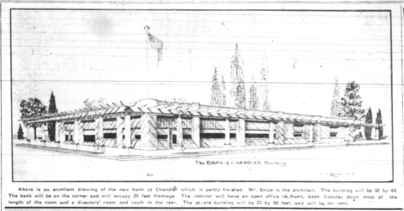 Architectural rendering of Bank of Chandler Building, 1912