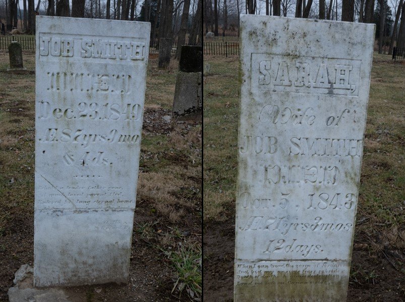 Stone markers for Job Smith and his wife Sarah.
Photo credit: Todd A. Stuart