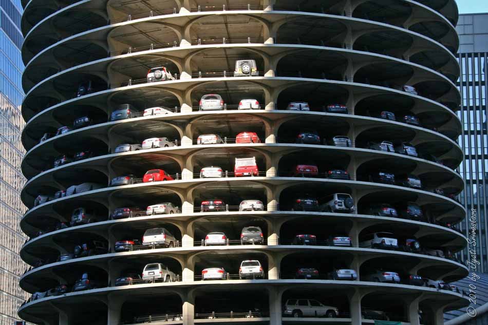 View of Marina City parking decks.