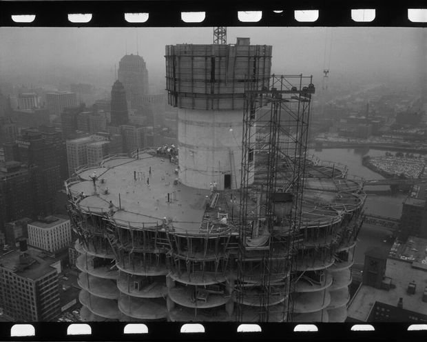 Construction photo of Marina Towers.