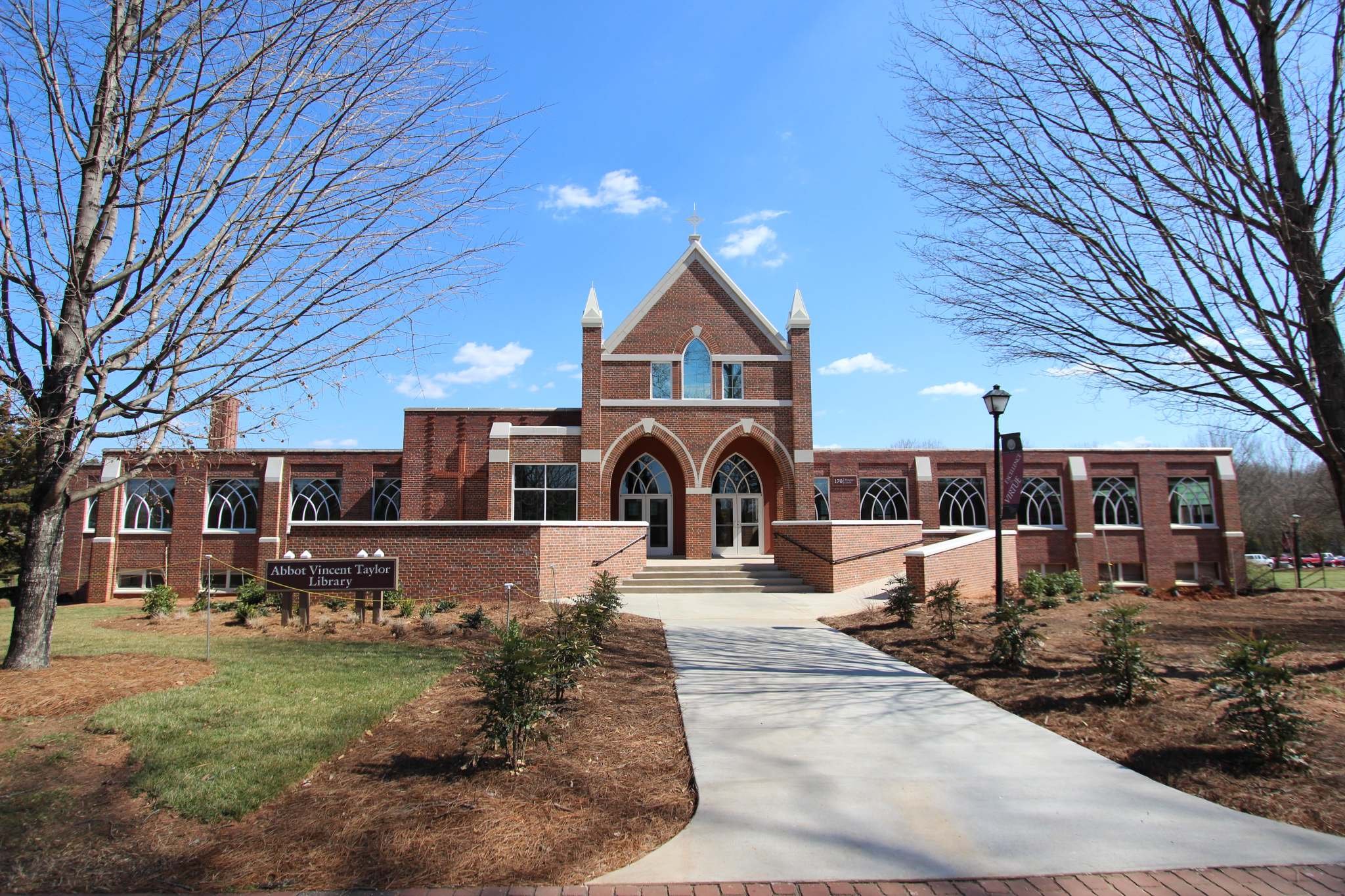 Entrance of the Abbot Vincent Taylor Library following renovations in 2015.