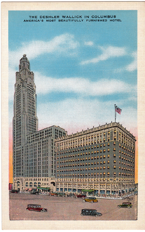 Upon its completion, two wings of the building served as a ballroom and 600-room addition for the Deshler-Wallick Hotel. This was one of the largest largest hotels in the world. It was demolished in 1970.