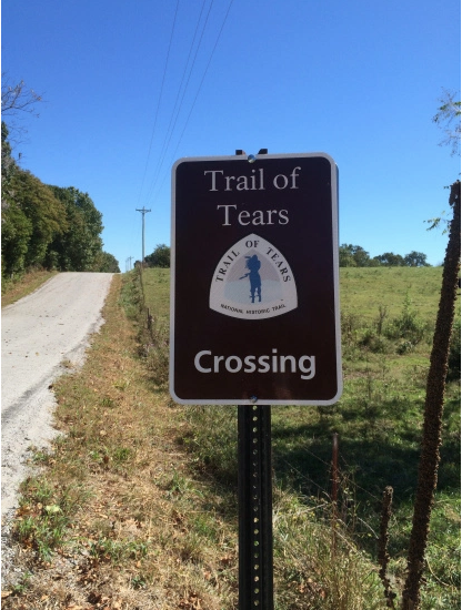This Trail of Tears Marker is located north of the Crane.  Photo: Stone County Historical/Genealogical Society.