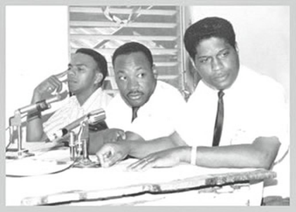 Hayling, King & Young during a press conference during the 1964 Civil Rights Movement actions in St. Augustine. Credit: Frank Murry