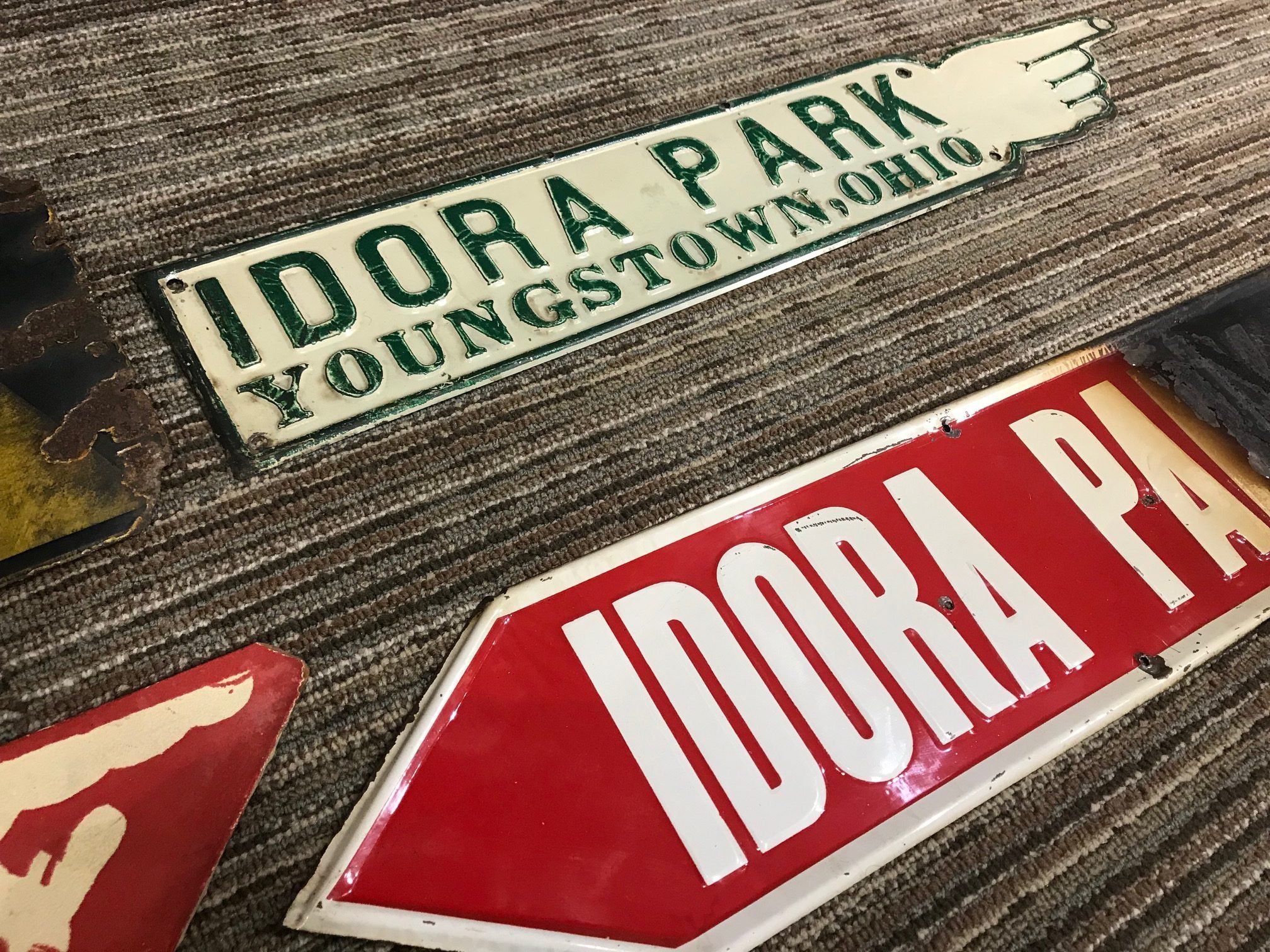 The Idora Park Experience in Canfield, Ohio preserves a collection of ride cars, signage, and other artifacts.