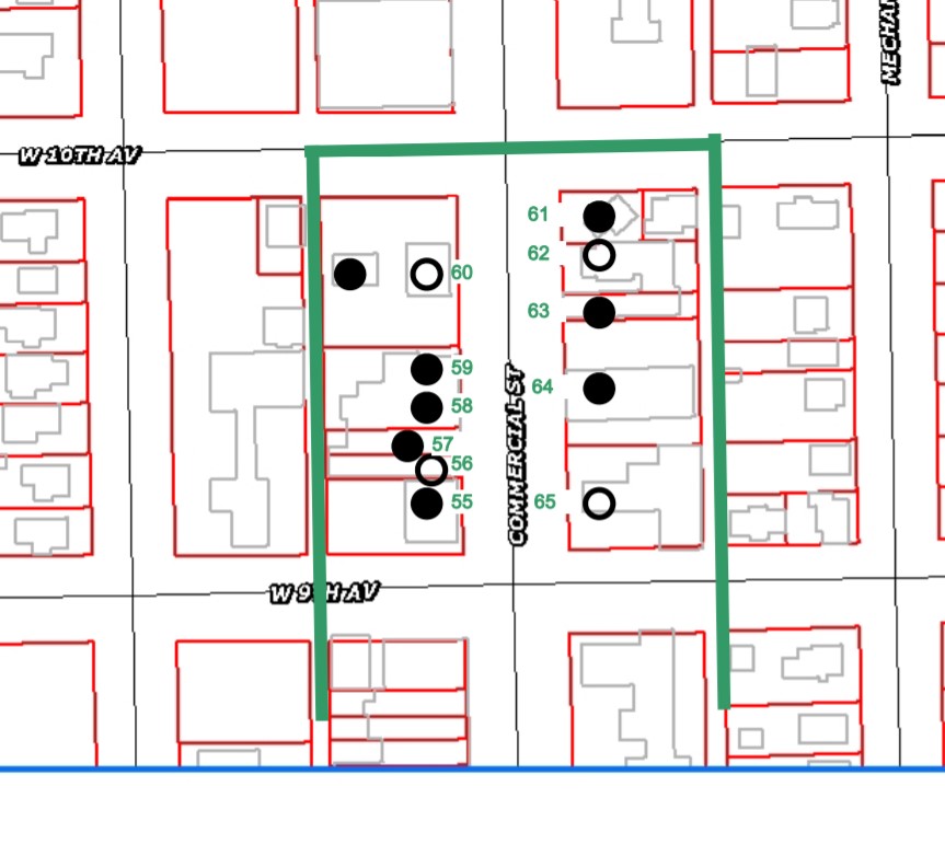 Map of N end of Emporia Downtown H.D., North of 9th Street (Davis 2011)