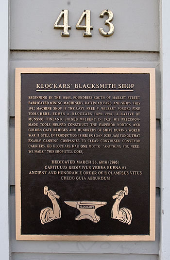 Klockars' Blacksmith Shop at 443 Folsom Street, San Francisco