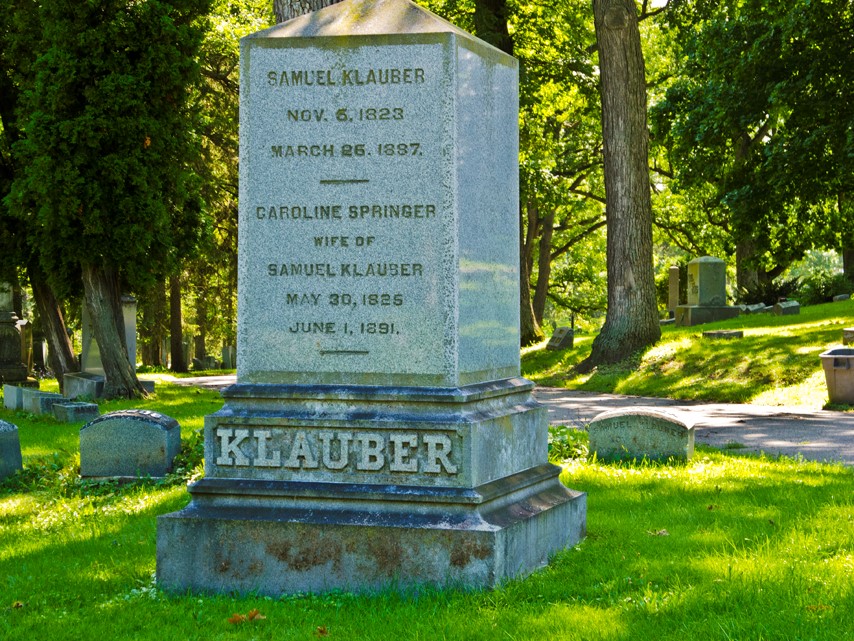 Samuel Klauber (1827-1887) and his wife Caroline in Section 10.
Samuel and Caroline Klauber were the first Jewish residents in Madison. They ran a dry goods store.

