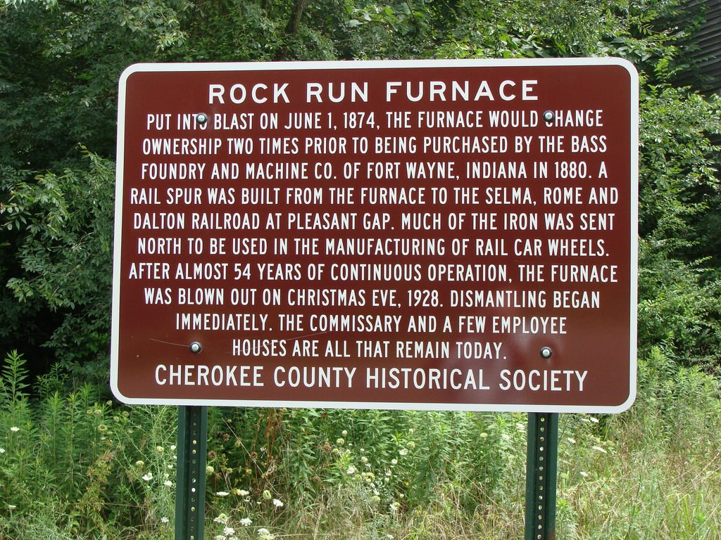 The historic marker telling about the furnace.