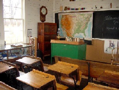 View of the front of the class similar to what it was like in the early 1900s.