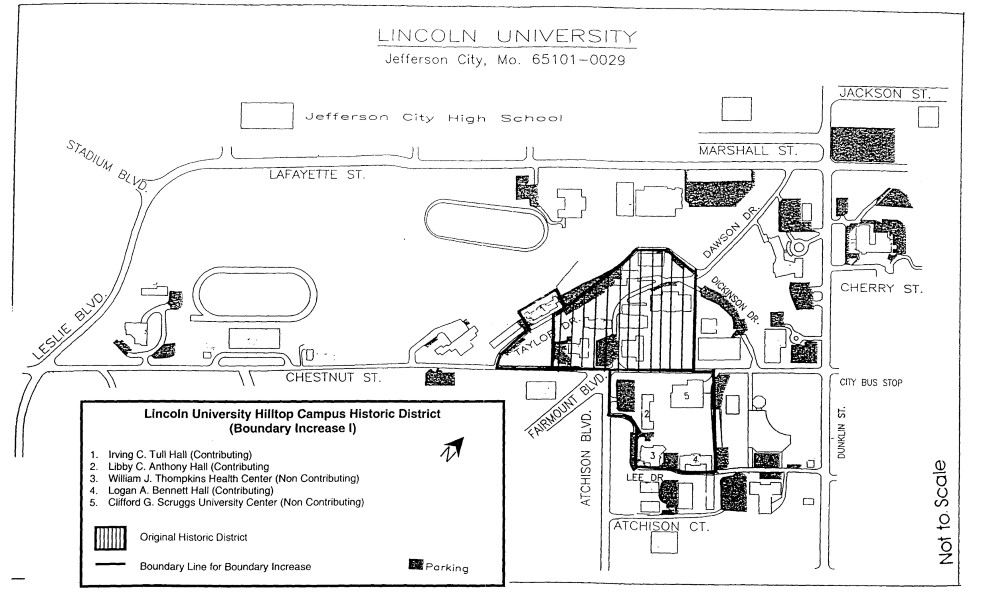 NRHP Historic District Updated Map of Lincoln U. Hilltop Campus (Greene & Holland 1982)