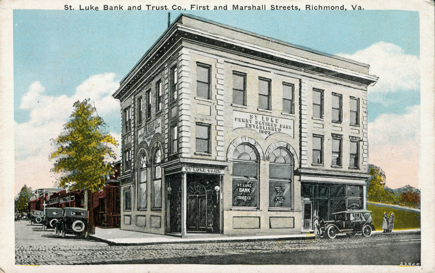 Postcard of the original St. Luke's Penny Savings.