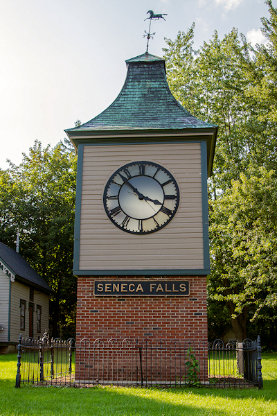 The tower clock was built around 1895 and is on display behind the house. 