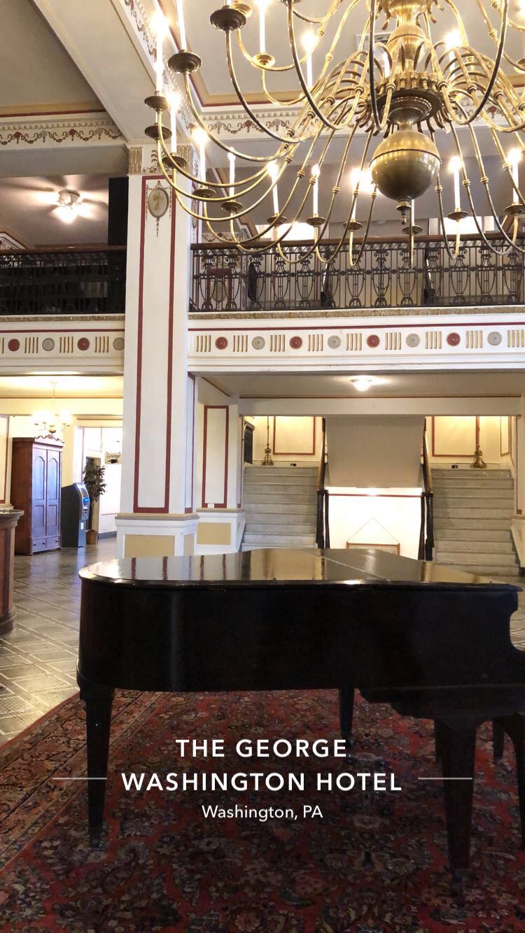Inside the lobby of the hotel.