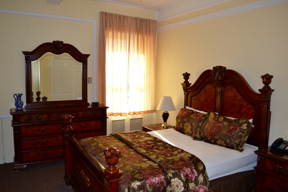 This is the bedroom in the Al Capone suite.