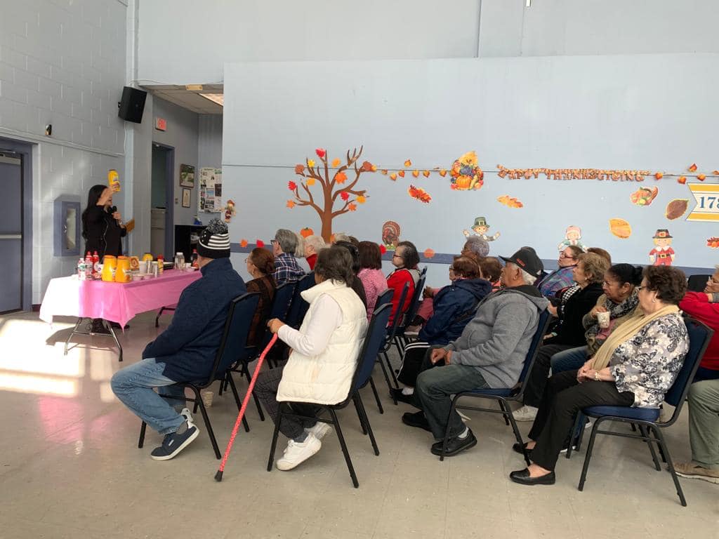Senior citizens having a nutrition workshop as one of the many activities hosted for them.