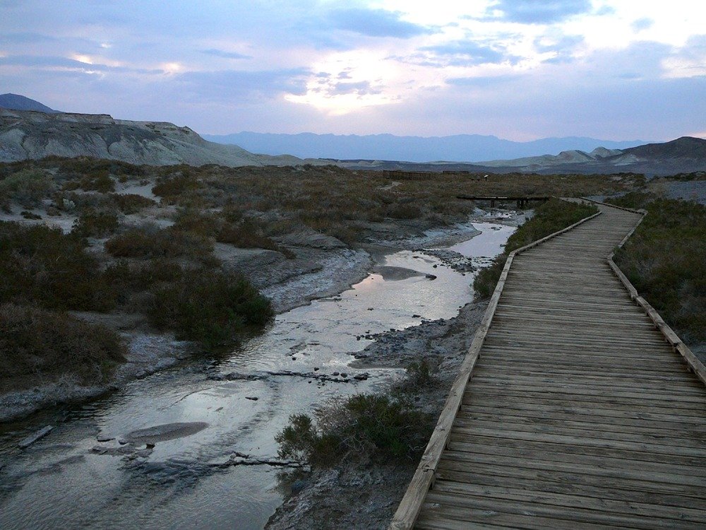 There a little rain (2 inches) that falls every year. This boardwalk goes along Salt Creek, which only flows in the Spring.