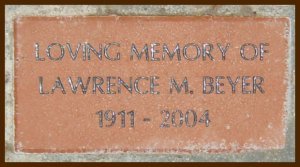 One of the engraved bricks from Memory Lane