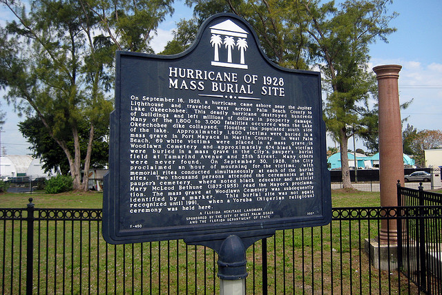 This historical marker was added for the 75-year anniversary of the hurricane.