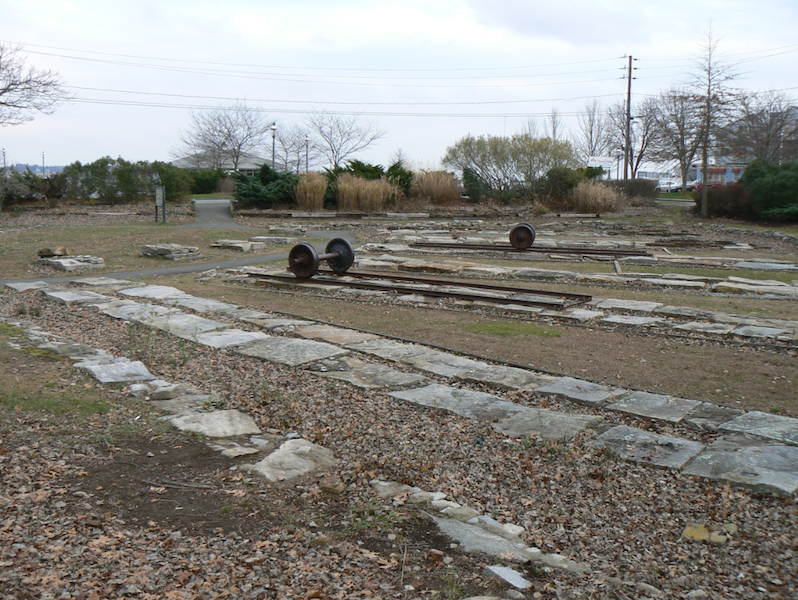 The remains of the roundhouse and turntable built by the Connecticut Valley Railroad.