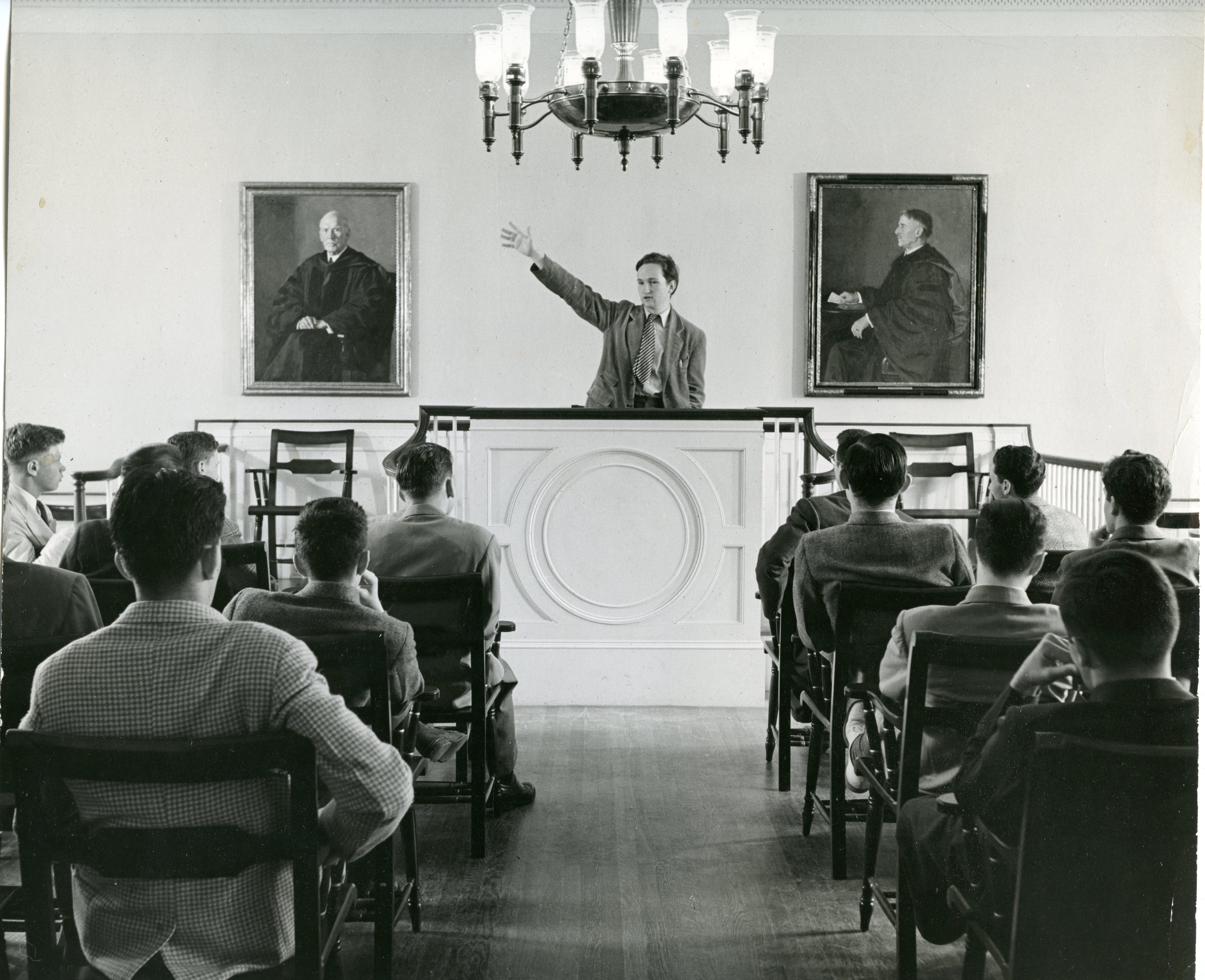 Bulfinch Hall, debate room, 1942. Photograph by Kenneth Simard