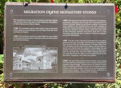 Migration of the Monastery Stones Historical Marker in San Francisco Botanical Garden at Strybing Arboretum