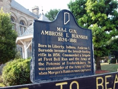 Historical marker commemorating Ambrose E.Burnside.
