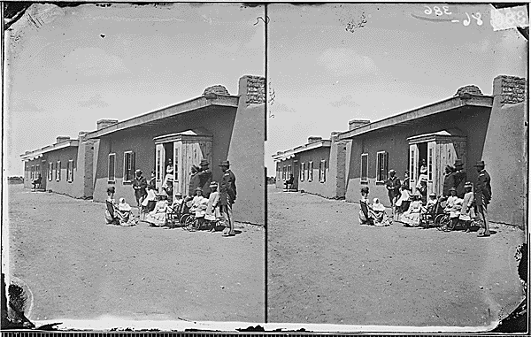 This photograph of Fort Garland was part of a series taken by Timothy O'Sullivan in the early 1870s. O'Sullivan was part of an Army Corps of Engineers expedition, one of many that surveyed new U.S. territories to gather information about them that would be useful in settling and defending them. Expeditions like this highlight the connections between knowledge production and U.S. expansion, with everything that entailed.