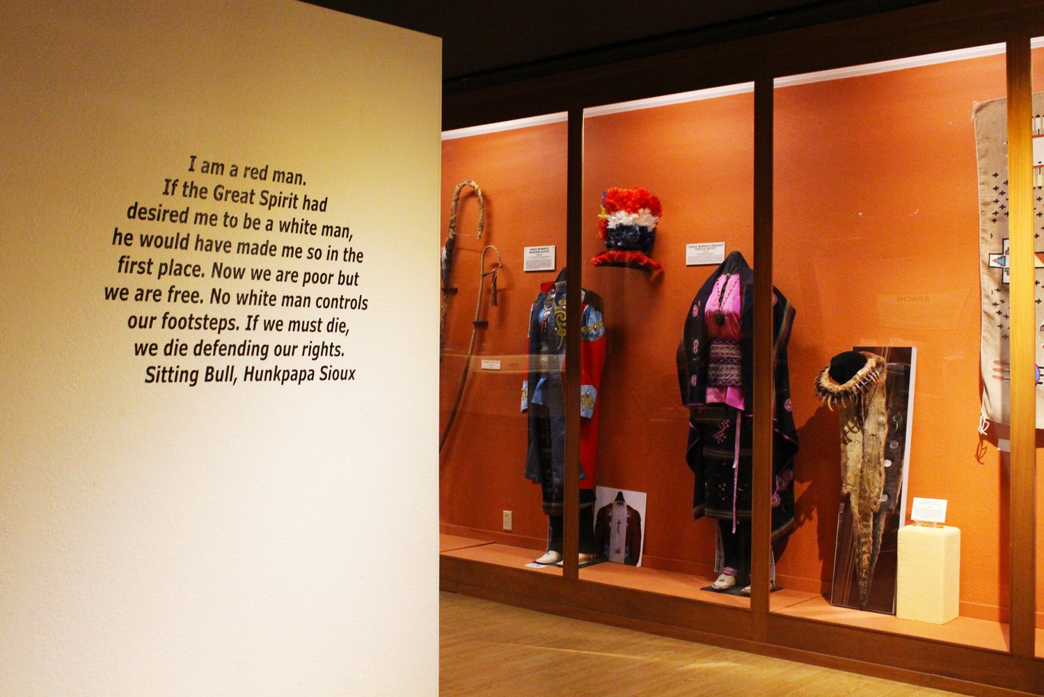 A wall located inside of the museum with a quote from Sitting Bull.