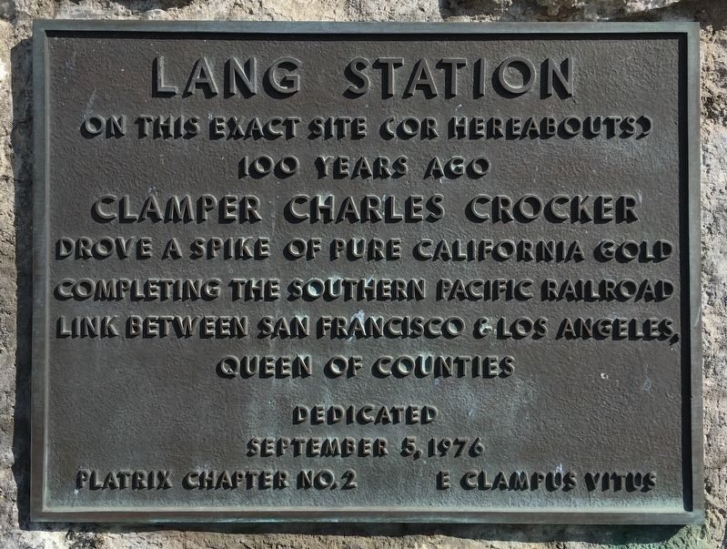 Lang Station Historical Marker