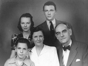 Family portrait of President Luis Hubbard and his family. President Hubbard is to the right, his wife, Bertha Hubbard is in the center and his children. (Picture by Texas Woman's University)