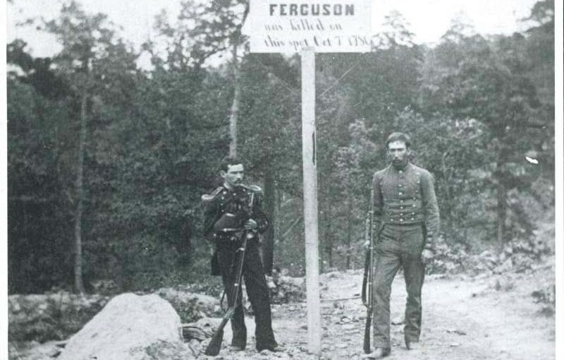Sign on Ferguson's grave during the 1880 Centennial Celebration.