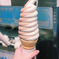 A Delicious, Large Twist Soft Serve Ice Cream Cone