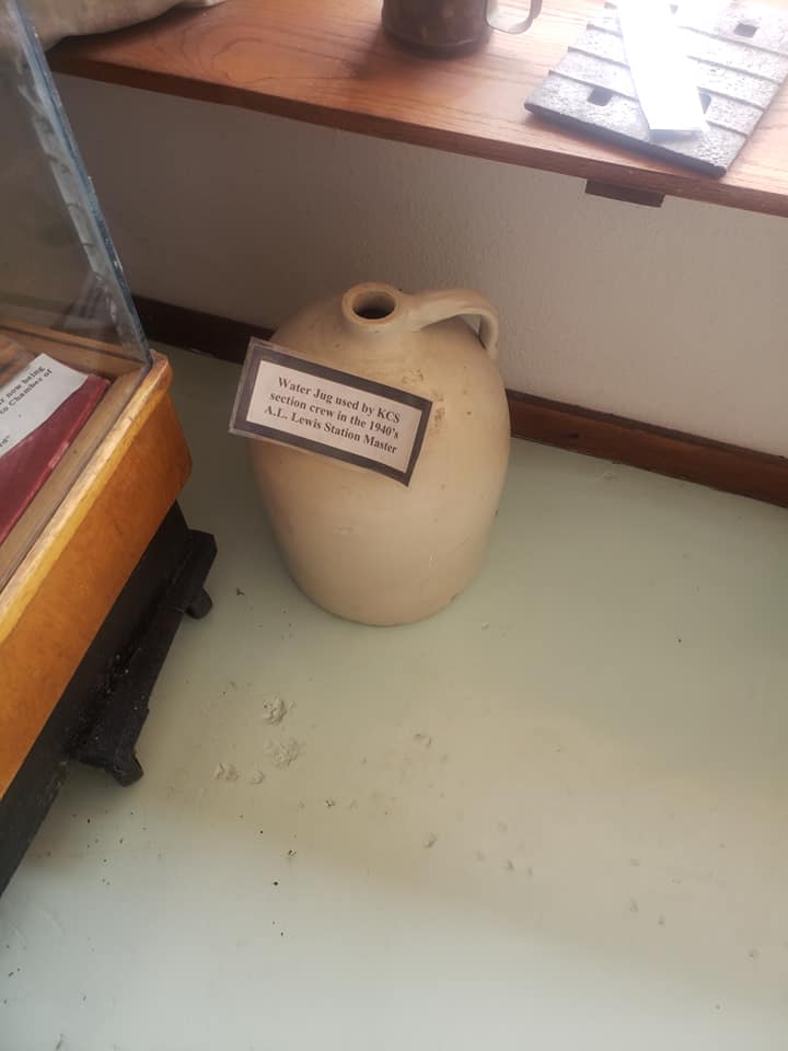 Water Jug used by KCS section crew in the 1940s. A.L. Lewis Station Master.