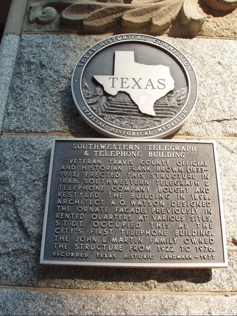 Historical Marker on the Southwest Telegraph and Telephone Company Building via texashistoricalmarkers.weebly.com