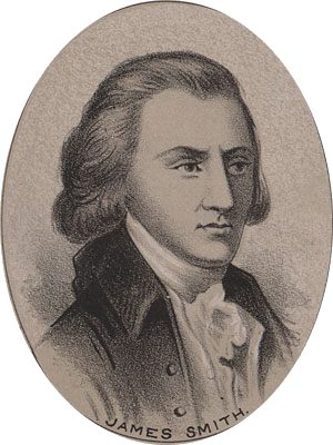 An 1876 engraving of James Smith by Ole Erekson. Courtesy of Wikipedia.