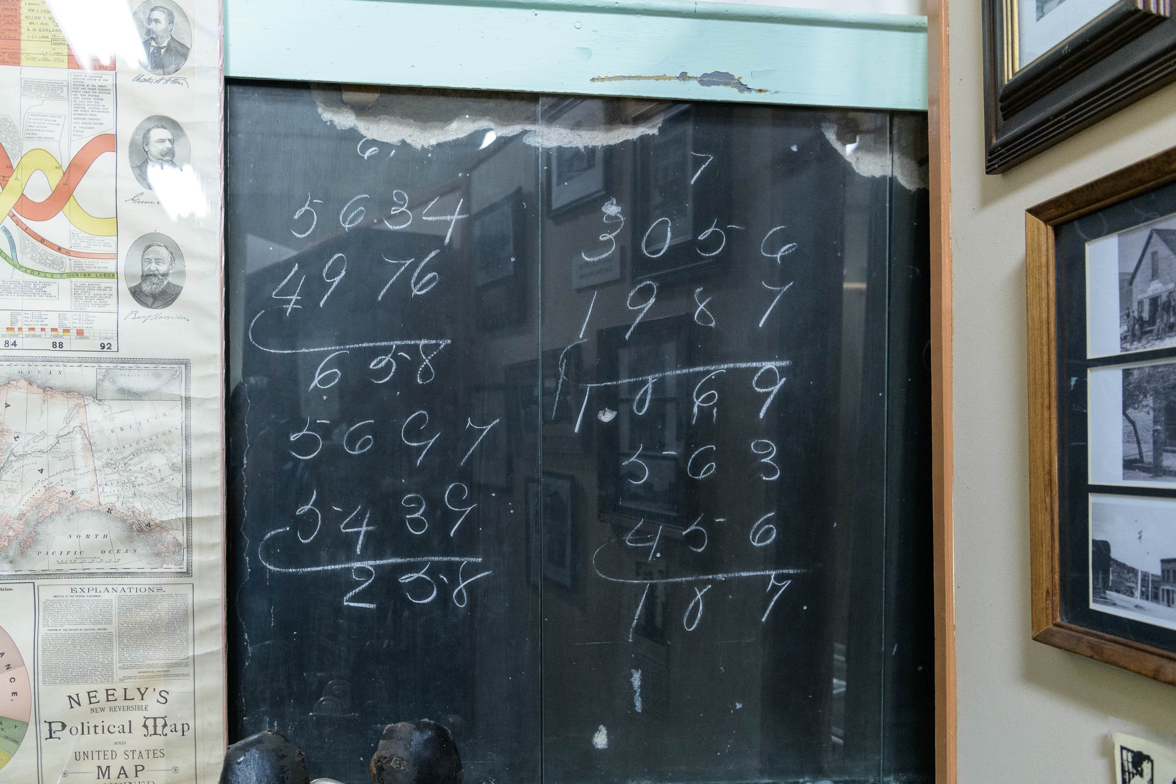 Math equation discovered underneath the slate chalkboard.